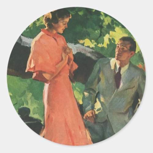 Vintage Proposal Will You Marry Me Classic Round Sticker