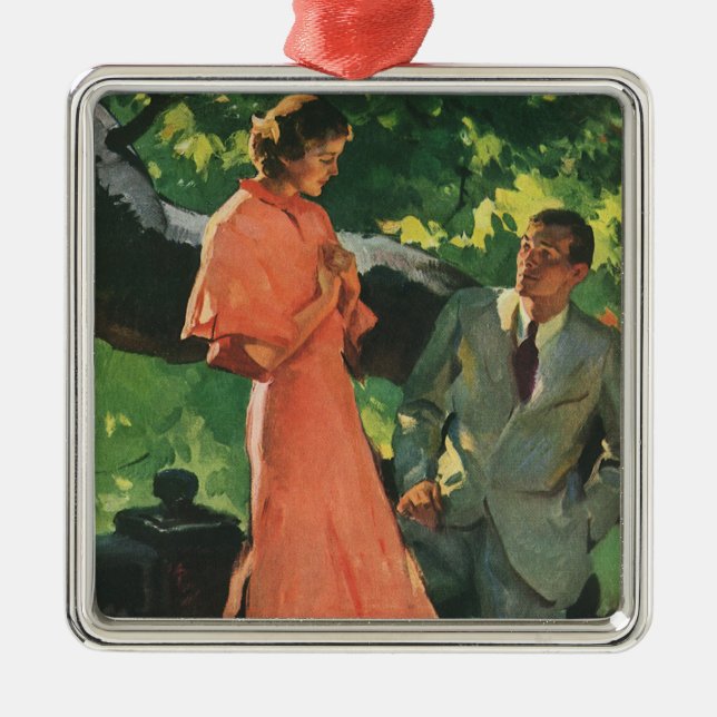 Vintage Proposal; Will You Marry Me? Metal Ornament (Front)