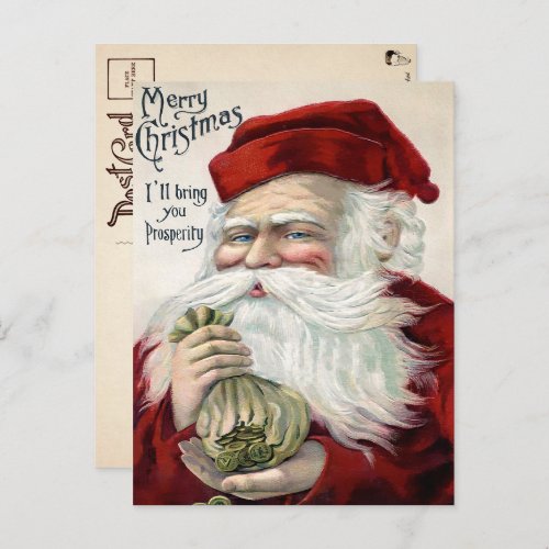 Vintage Prosperity Santa Christmas Postcard 