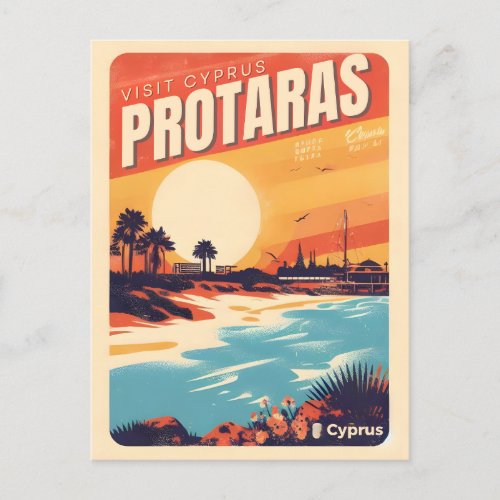 vintage Protaras cyprus holiday on beach gift Postcard