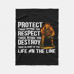 Vintage Protect Respect Destroy Offensive Lineman Fleece Blanket