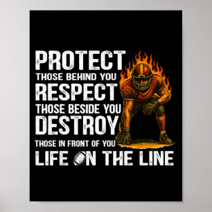 Vintage Protect Respect Destroy Offensive Lineman Poster