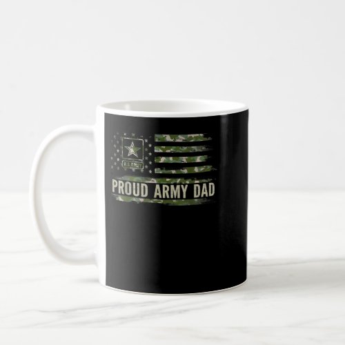 Vintage Proud Army Dad Camo American Flag Veteran  Coffee Mug