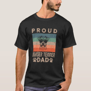 Vintage Proud Border Terrier Dad Gifts Men Dog Res T-Shirt