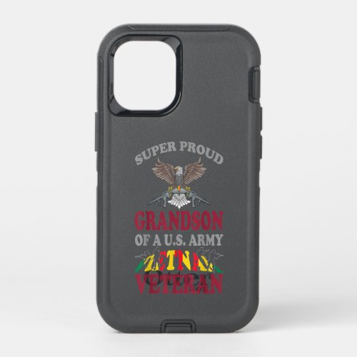 Vintage Proud Grandson Of A US Army Vietnam Gift OtterBox Defender iPhone 12 Mini Case