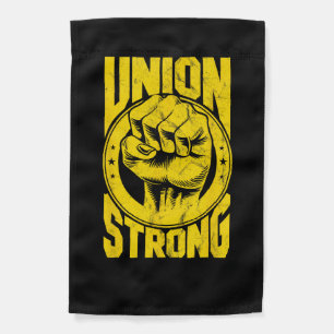 Vintage Proud Labor Day Workers Union Strong Fist Garden Flag