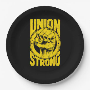 Vintage Proud Labor Day Workers Union Strong Fist Paper Plates