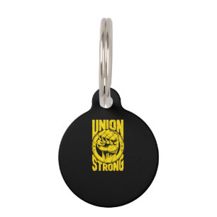 Vintage Proud Labor Day Workers Union Strong Fist Pet ID Tag