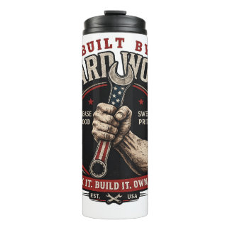 Vintage Proud Mechanic Gift - Built By Hard Work Thermal Tumbler