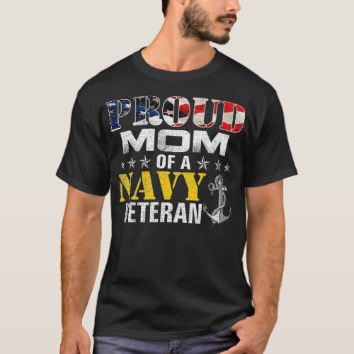 Vintage Proud Mom Of A Navy For Veteran Gift  T_Shirt