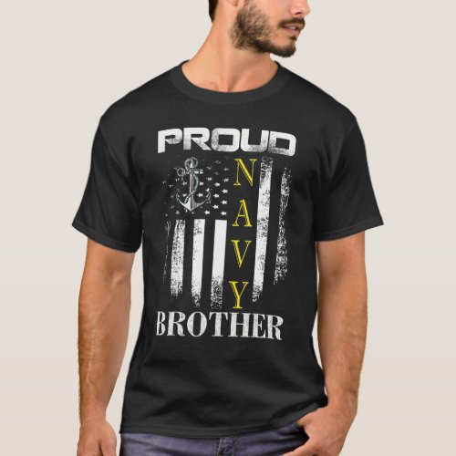 Vintage Proud Navy Brother With American Flag T_Shirt