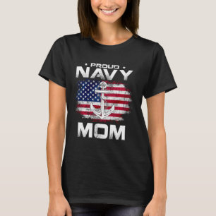 Vintage Proud Navy With American Flag For Mom T-Shirt