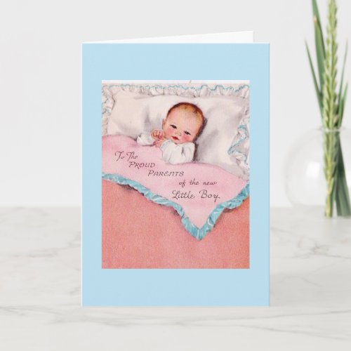Vintage _ Proud Parents of a New Baby Boy Card