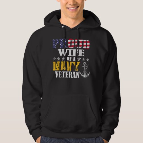 Vintage Proud Wife Of A Navy For Veteran Gifts  Hoodie