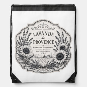 vintage provence lavender and sunflower drawstring bag