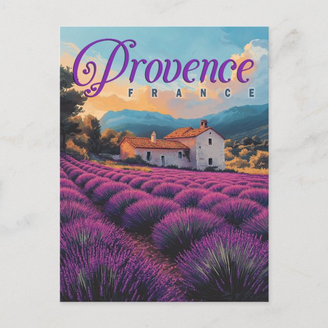 Vintage Provence Lavender Fields Travel Postcard (Front)