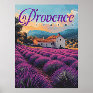 Vintage Provence Lavender Fields Travel Poster