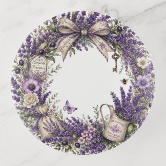 vintage provence lavender weath trinket tray