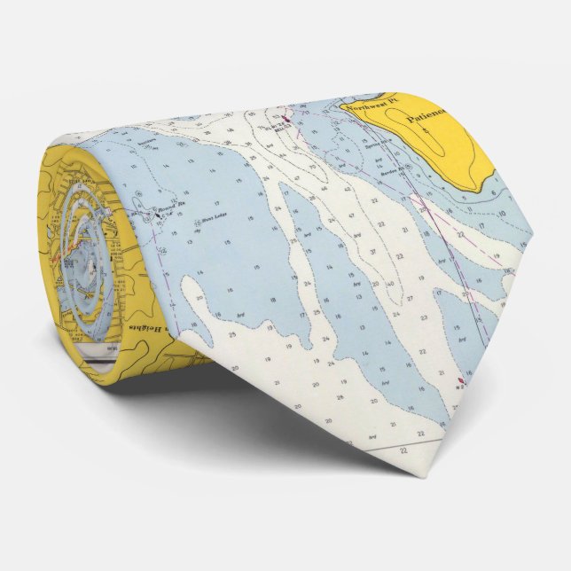 Vintage Providence River & Narragansett Bay Map Neck Tie (Rolled)