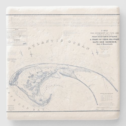 Vintage Provincetown Cape Cod Map Stone Coaster