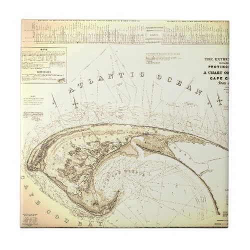 Vintage Provincetown Cape Cod Map Tile