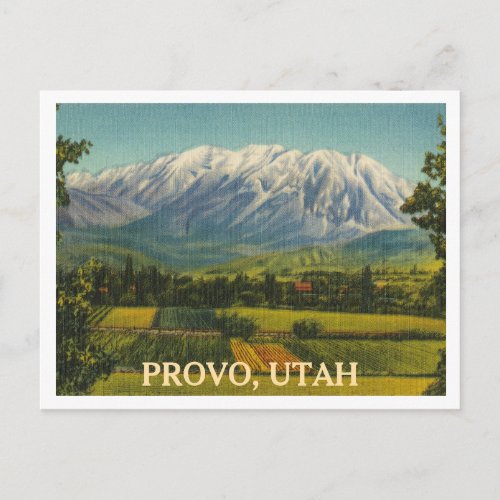 Vintage Provo Utah Mt Timpanagos Scene Postcard