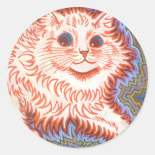 Vintage Psychedelic Cat By Louis Wain Classic Round Sticker