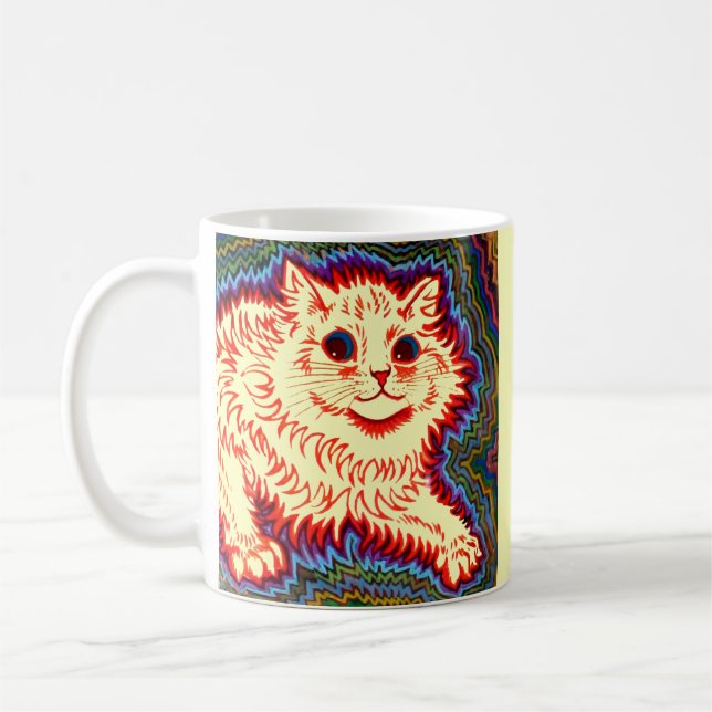 Vintage Psychedelic Cat by Louis Wain Coffee Mug (Left)