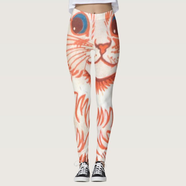 Vintage Psychedelic Cat By Louis Wain Leggings (Front)