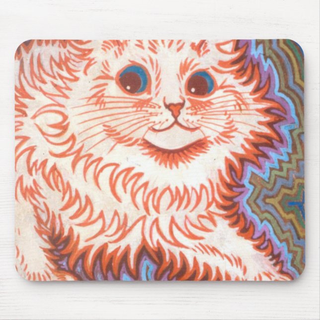 Vintage Psychedelic Cat By Louis Wain Mouse Pad (Front)