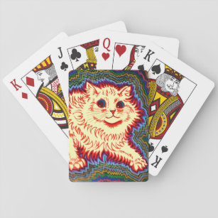 Vintage Psychedelic Cat by Louis Wain Playing Cards