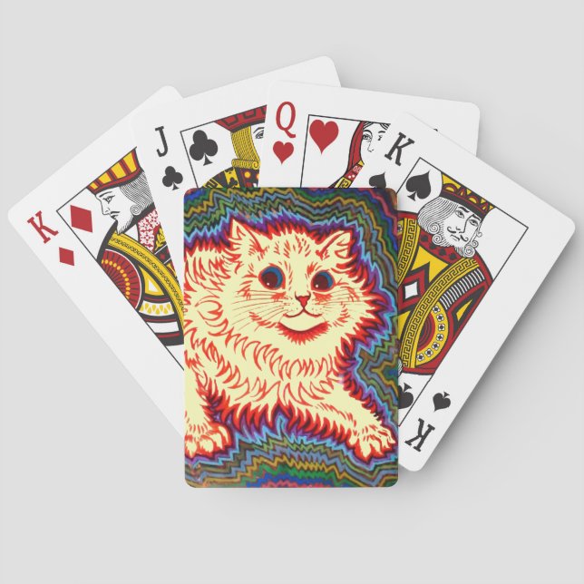 Vintage Psychedelic Cat by Louis Wain Poker Cards (Back)