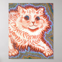 FLOWERED CAT : Vintage Psychedelic Abstract Louis Wain Print | Art Board  Print