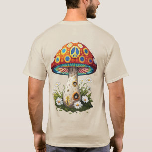Vintage Psychedelic Mushroom Peace Emblem T-Shirt