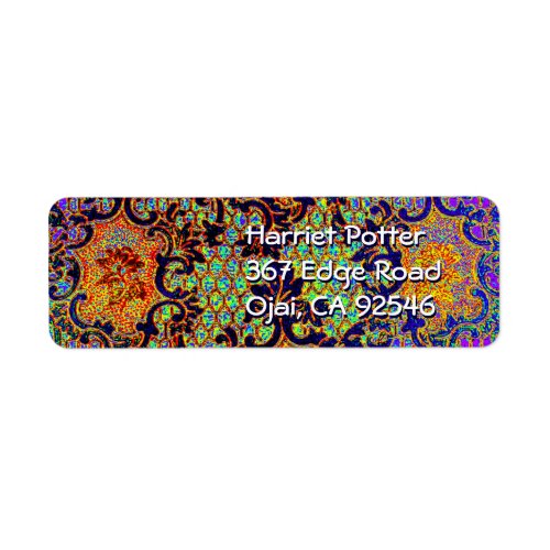 Vintage Psychedelic Wallpaper Floral Pattern Label