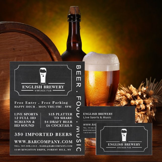 Vintage Pub Chalkboard, Pub/Brewery Advertising Flyer (Creator Uploaded)