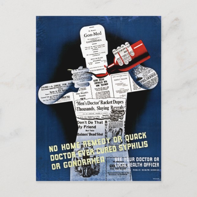 Vintage Public Health Poster Postcard (Front)