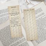 Vintage Public Library Card Custom Name Date Bookmarks<br><div class="desc">This charming bookmark captures the nostalgic essence of a classic library card, featuring a timeless design with spaces for personalized details. Its authentic, aged appearance evokes memories of quiet aisles and literary adventures, making it a perfect companion for any book lover. The layout includes fields reminiscent of traditional borrower information...</div>