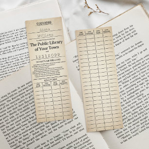Vintage Public Library Card Custom Name Date Bookmarks