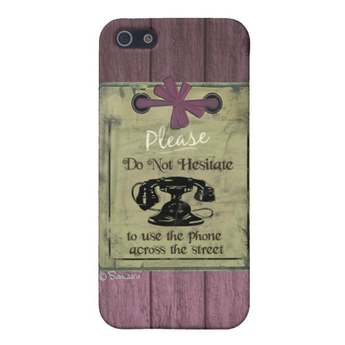 Vintage Puce Wooden Use Phone Across the Street iPhone 5 Case