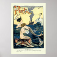 Vintage Puck Cover with Mermaids