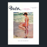 Vintage Puck Magazine Cover Poster, Beach Poster<br><div class="desc">This gorgeous vintage digital print entitled, 'Good Cause for Reflection' was painted by Harry Morse Meyers for the September 11th issue of Puck Magazine in 1915. The inset highlights this piece's lovely detail. "Puck" was America's first successful humor magazine of colorful cartoons, caricatures and political satire of the issues of...</div>