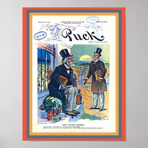 Vintage Puck When Doctors Disagree 1898 cover copy Poster