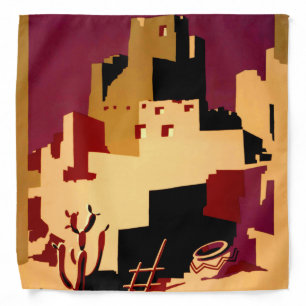 Vintage Pueblos of the Southwest WPA Poster Art Bandana