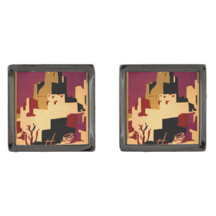 Vintage Pueblos of the Southwest WPA Poster Art Cufflinks