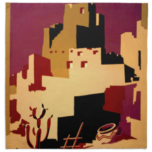 Vintage Pueblos of the Southwest WPA Poster Art Napkin