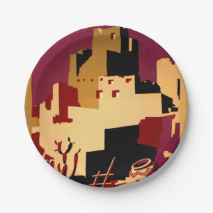 Vintage Pueblos of the Southwest WPA Poster Art Paper Plates