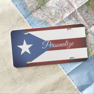 Vintage Puerto Rican flag license plate gift