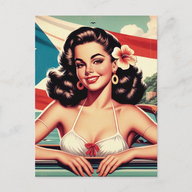 Vintage Puerto Rican Girl Postcard (Front)