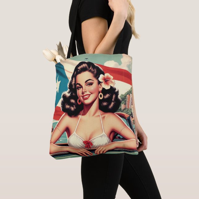 Vintage Puerto Rican Girl Tote Bag (Close Up)